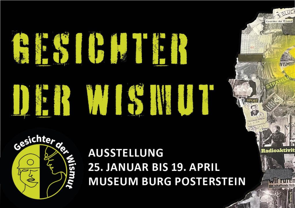 Banner mit Kopf aus Zeitungsausschnitten auf schwarzem Grund